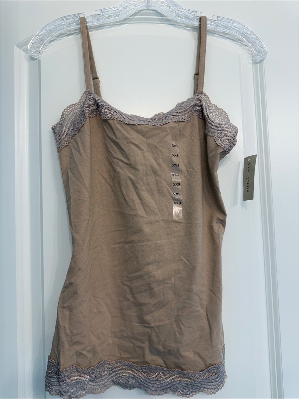Ann Taylor Taupe Lace Trim Camisole